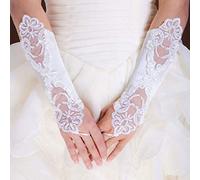 VITAU 1 Paire Femmes mariée Longs Gants sans Doigts Broderie Dentelle Paillettes Paillettes coude Longueur Mitaines Crochet Doigt