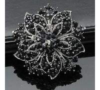 VITAU Vintage Femmes vêtements Cristaux Noirs Fleur Broche Mariage fête Cadeau Broche Broches pour Les Filles