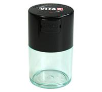 Vitavac Récipient de rangement portable hermétique multi-usage pour produits secs, aliments et herbes aromatiques Bouchon noir et corps transparent 5 g à 20 g