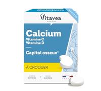 Vitavea Bien-être - Calcium Vitamine C & D - Capital Osseux - 24 comprimés | Ossature & Collagène Normaux - Métabolisme Énergétique - Comprimé à Croquer - Saveur Citron - Fabriqué en France