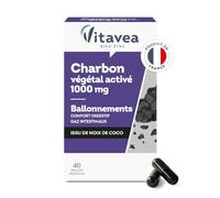 VITAVEA BIEN-ETRE - Charbon Actif Végétal 1000 mg - Complément Alimentaire Triple Action - Confort Digestif, Ballonnements, Gaz Intestinaux - 40 gélules - Cure de 10 jours - Fabriqué en France
