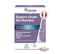 Vitavea - Complément Alimentaire Cheveux - Anrti Chute - Triple action : Pousse, Résistance, Éclat - Biotine, Zinc, Myrtille - Femmes et Hommes - 30 gélules - 1 mois - Fabriqué en France