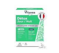 VITAVEA BIEN-ETRE - Complément alimentaire Détox 24h Jour & Nuit - Elimination Digestion Drainage - Sureau, Queue de cerise, Artichaut, Mauve - 30 gélules - Fabriqué en France