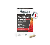 VITAVEA BIEN-ETRE Complément Alimentaire Tonifiant Sexuel Intense pour Homme - Performance, Vigueur, Endurance Sexuelle - Maca, Gingembre, Ginseng, 30 gélules - Cure de 15 jours - Fabriqué en France