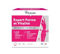 Vitavea Bien-être - Expert Forme et Vitalité - Programme 10 jours | Programme 24h Jour/Nuit - Guarana, Café Vert, Menthe Poivrée, Chrome, Citron - Sachets Pratiques - Fabriqué en France
