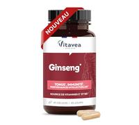 Vitavea Bien-être - Ginseng, Vitamine C & B5 - Complément alimentaire Vitalité & Tonus - Réduction de la fatigue - Vitamine B5 - 40 gélules végétales - Fabriqué en France