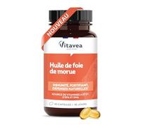 Vitavea Bien-être - Huile de foie de Morue - Immunité, Oméga 3-45 jours | Défenses Naturelles - Source de Vitamine A&D - Oméga 3 EPA & DHA - Capsule Sans Goût ni Odeur - Fabriqué en France