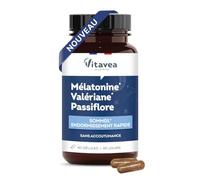 Vitavea bien-être - Mélatonine Valériane Passiflore - Complément Alimentaire Sommeil Adulte - Endormissement Rapide, Bien-être et Nuit Réparatrice - Sans accoutumance - 30 gélules - Cure de 1 mois