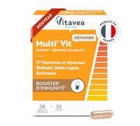 Vitavea Bien-être - Multi'Vit Défenses - Shiitaké Gelée Royale - 1 mois | Immunité & Énergie - 17 Vitamines & Minéraux - Shiitaké Échinacée Gelée Royale - Gélule Végétale - Fabriqué en France