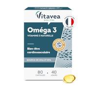 VITAVEA BIEN-ETRE - Omega 3 Vitamine E Naturelle - Huile de Poissons Sauvages Qualité Premium - Source d'EPA et DHA - Bien-être cardiovasculaire - 80 Capsules - 40 jours - Fabriqué en France
