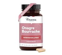 Vitavea Bien-être Onagre Bourrache - Complément alimentaire peau - Huile d’onagre & bourrache - Nutrition, souplesse et éclat de la peau - 60 gélules - Cure 60 jours - Fabriqué en France