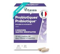 Vitavea Bien-être - Probiotiques & Prébiotique - 20 jours | Équilibre de la Flore Intestinale - 10 milliards d’UFC + chicorée - 5 Souches Gastro-résistantes - Fabriqué en France