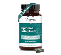 Vitavea Bien-être - Spiruline Vitamine C Fer & B9 Vitalité - 45 jours | Réduction Fatigue & Immunité - Riche en Protéines - Vitamine C & Fer & B9 - Gélule Végétale - Fabriqué en France