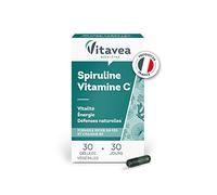 VITAVEA BIEN-ETRE - Spiruline Vitamine C Fer Vitamine B9 - Algue bleue Acide folique Acide ascorbique - Revitalisant Énergie Défenses naturelles - Fabriqué en France - 30 gélules végétales