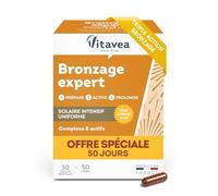 Vitavea - Bronzage Expert - Offre spéciale 50 jours - Prolongateur de Bronzage après Soleil - Complément Alimentaire à l’Huile de Bourrache, Bêta-Carotène, Zinc, Vitamine E et Cuivre