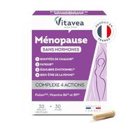 Vitavea - Complément alimentaire Ménopause Pré-Ménopause Sans Hormones - Bouffées de chaleur Fatigue Equilibre émotionnel Bien être femme - Pollen Vitamines B6 B9 - 30 gélules - Fabriqué en France