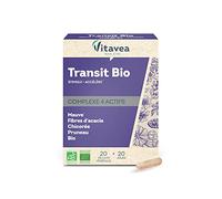 Vitavea - Complément Alimentaire Transit - Complexe 4 actifs Bio - Accélère et Stimule - Mauve, Fibres Acacia, Chicorée et Pruneau BIO - 20 gélules - Cure de 20 jours - Fabriqué en France