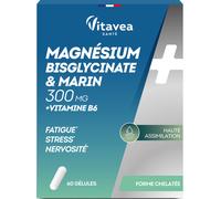 Vitavea Magnésium Bisglycinate Et Marin + Vitamine B6 Fatigue Stress & Sommeil 60 Gélules