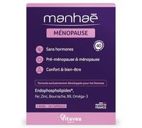 Vitavea Manhaé - Complément Alimentaire Ménopause et Pré-Ménopause Sans Hormones - pour Confort & bien-être - Acide Folique, Omega 3,Zinc,Fer - 30 gélules - Cure de 1 mois - Fabriqué en France