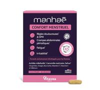 Vitavea Manhaé Confort Menstruel - Complément alimentaire SPM & règles - Bourrache, Onagre, Vitamine C - Relaxation & détente - Confort féminin - 45 Gélules végétales - Fabriqué en France