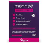 Vitavea Manhaé Jambes Légères - Complément alimentaire Circulation - Vigne rouge, vitamines, fragon - Jambes lourdes & retour veineux - 30 gélules - 1 mois - Fabriqué en France - Gélules végétales