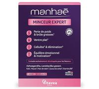 Manhaé - Minceur Expert - Complément Alimentaire Minceur - Perte de Poids, Brûle Graisse, Ventre Plat, Eliminination, Cellulite - Lactobacillus Gasseri, Queue de Cerise - Programme 1 Mois - 30 Gélules