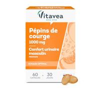 Vitavea - Pépin de Courge 1000MG - Complément alimentaire Homme - Confort Urinaire - Prostate - Huile de pépin de courge - 60 comprimés - Cure 1 mois - Fabriqué en France