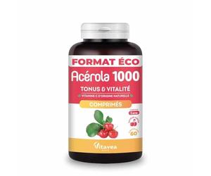 Vitavea Santé - Acérola 1000 Vitamine C Naturelle - Cure 2 mois | Réduit la Fatigue - Soutient le Système Immunitaire - Comprimés à Croquer - Vegan - Fabriqué en France
