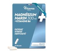 Vitavea Santé - Magnésium Marin 300 mg & Vitamines B6 - Cure 1 mois | Aide à réduire la fatigue - Favorise la detente/relaxation - Métabolisme énergétique normal - 30 gélules - Fabriqué en France