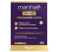 Vitavea Santé - Manhaé Solaire - Caroténoïdes Zinc & Sélénium - Cure 2 mois | Peau Préparée & Sublimée - Caroténoïdes Naturels - Bourrache & Pigments Bonne Mine - 87% de Satisfaction - Fabriqué en France