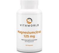 Vitaworld Citrate de magnésium 125 mg | 120 gélules | 375 mg de magnésium pur par dose journalière | végétalien