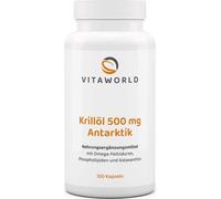 Vitaworld Huile de krill antarctique 500 mg | 100 gélules | avec oméga-3, choline et astaxanthine | de la pêche durable