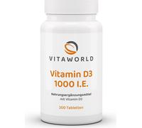 Vitaworld Vitamine D3 1000 I.E. | 200 comprimés | pour les besoins quotidiens