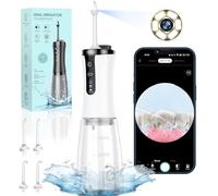 VITCOCO Jet Dentaire Hydropulseur et Irrigateurs Oral avec Camera, 12 Modes de Pression d'eau et 5 Embouts Remplaçables, Réservoir d'eau 350 ml Vainqueur du Test, USB Rechargeable, Étanche IPX7(Blanc)
