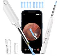 VITCOCO Otoscope Oreille 1296P FHD Caméra 3,5mm 6 LED, IP67 Étanche, Nettoyage Oreille Nettoyeur Oreille Compatible iOS/Android(Blanc)