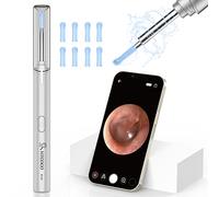 VITCOCO Otoscope Oreille 1920P HD Camera IP67 étanche Nettoyage Oreille Portable avec 6 LED Nettoyeur Oreille Adapté aux Smartphones et Tablettes IOS et Android (Argent)
