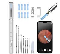 VITCOCO Otoscope Oreille, Nettoyeur Oreille Camera 1920P HD IP67 Étanche, Nettoyage Oreille Cure Oreille Camera avec 6 LED Avec 7 Accessoires Cure Oreille aux IOS et Android (Argent)