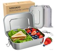 Vitcoco Stainless Steel Lunch Box Watertight Leak-proof Bento Box BPA-Free for Travel/Hiking/School Children and Adults 1400 ml