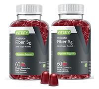 Viteey Gummies prébiotiques pour adultes, 5 g - Complément alimentaire en fibres solubles pour la santé intestinale et digestif - Zéro sucre ajouté, végétalien, sans gluten - 120 unités