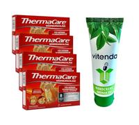vitenda Ensemble : coussinets chauffants pour les zones douloureuses plus grandes avec ThermaCare - Chaleur profonde pour les épaules et le haut du dos, 4 x 2 pièces - avec crème pour les mains