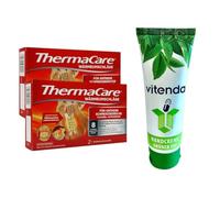 vitenda Ensemble : coussinets chauffants pour les zones douloureuses plus grandes avec ThermaCare - Chaleur profonde pour les épaules et le haut du dos, 2 x 2 pièces - avec crème pour les mains