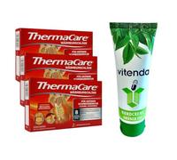 vitenda Ensemble : coussinets chauffants pour les zones douloureuses plus grandes avec ThermaCare - Chaleur profonde pour les épaules et le haut du dos, 3 x 2 pièces - avec crème pour les mains