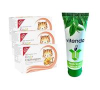 vitenda Lot de 3 sachets filtrants bio pour enfants avec H&S pour une utilisation apaisante en cas de symptômes du rhume - 3 x 20 pièces - Avec crème pour les mains vitenda