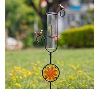 viterlight Pluviomètre extérieur en forme de colibri en métal avec vitrail, mesure de pluie décorative pour terrasse, pelouse, décoration de jardin
