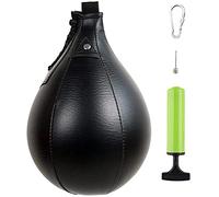 Vitesse de balle, poire de boxe fait de durable en cuir, pour accrocher, rotule, speed ball boîtes pour la boxe, muay thai, remise en forme ou arts martiaux, formation, PU et cuir véritable (Schwarz)