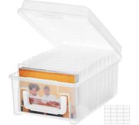 VITEVER Boîte de rangement pour photos avec poignée - 14 x 19 cm - Organiseur photo - 10 supports intérieurs - Boîtes photo - Organiseur en plastique pour semences, cartes, artisanat, autocollants