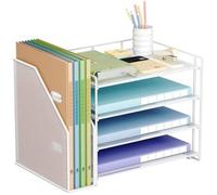 VITI Bac de rangement de bureau à 4 ux porte-papier avec porte-dossier latéral outil de rangement de bureau pour Blanc CALENDRIER