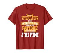 Viticulteur Je ne m'arrête Pas Cadeau Vin, Vignoble Humour T-Shirt, Homme, Canneberge, S