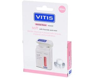 Vitis® Floss Expanding Doux, Ciré, Menthe, Rose Fil Dentaire 50 m