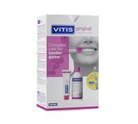 Vitis Gingival Box Set 2 en 1 avec brosse à dents gratuit - The Ultimate Daily Gum Care - Prévention et traitement de la gingivite - Mouthwash - Sans gluten - Goût neutre